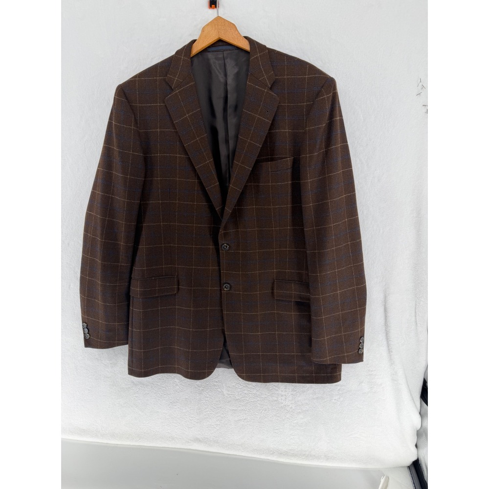 Burberry London Mens Brown Bond Street Windowpane Wool Blazer Sport Coat Jacket